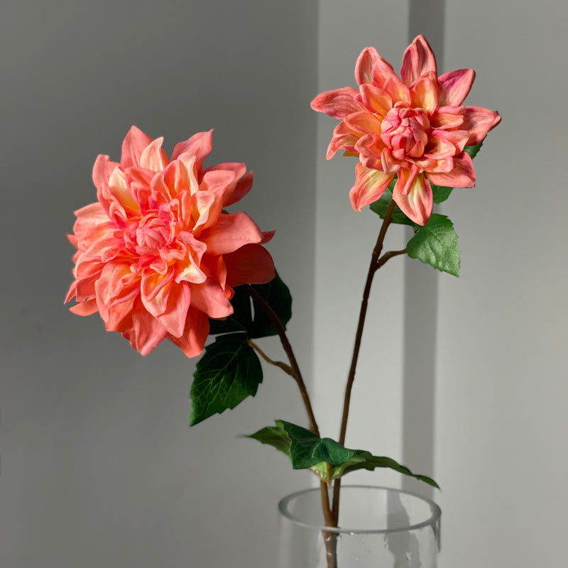 Tiges de dahlia au toucher réaliste de 23,6 pouces avec 2 têtes de fleurs en gros 