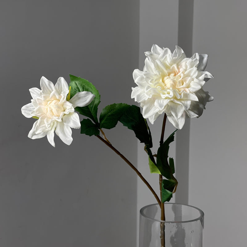 Tiges de dahlia au toucher réaliste de 23,6 pouces avec 2 têtes de fleurs en gros 