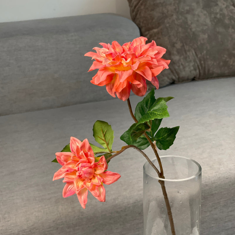 Tiges de dahlia au toucher réaliste de 23,6 pouces avec 2 têtes de fleurs en gros 