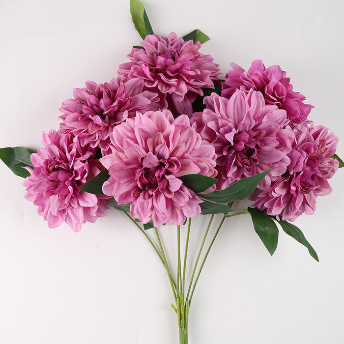 Bulk 18.8 inches Tall Dahlia Bush Bouquet Artificial Dahlia Silk Flowers Wholesale