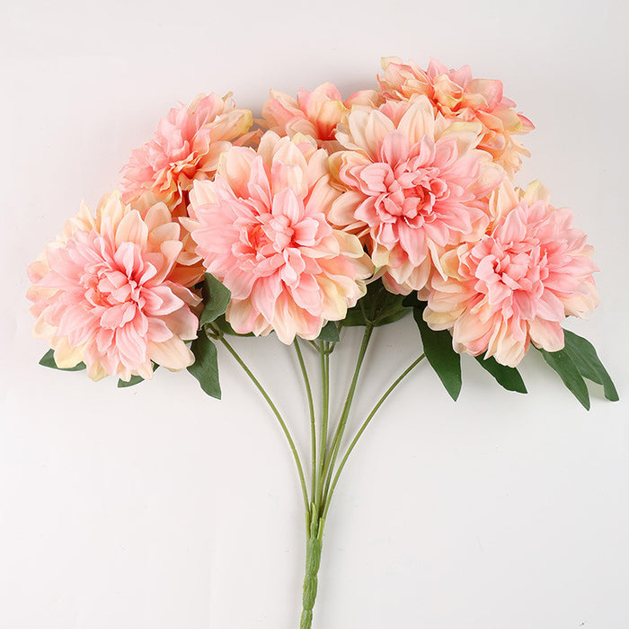 Bulk 18.8 inches Tall Dahlia Bush Bouquet Artificial Dahlia Silk Flowers Wholesale