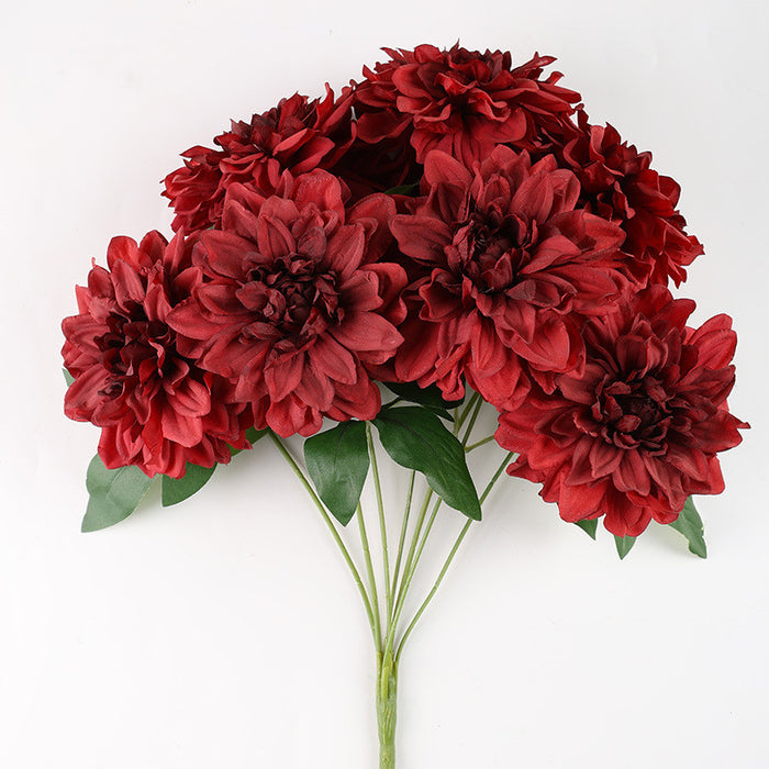 Bulk 18.8 inches Tall Dahlia Bush Bouquet Artificial Dahlia Silk Flowers Wholesale