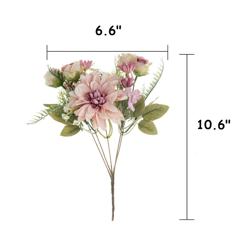 Bulk Autumn Dahlia Bush Small Bouquet Silk Floral Table Arrangement Wholesale