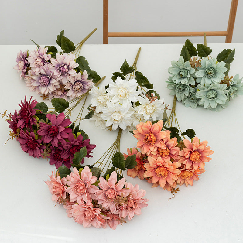 Bulk 16" Artificial Dahlia Bush Flowers Dahlia Arrangement Wholesale