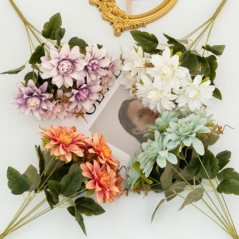 Bulk 16" Artificial Dahlia Bush Flowers Dahlia Arrangement Wholesale