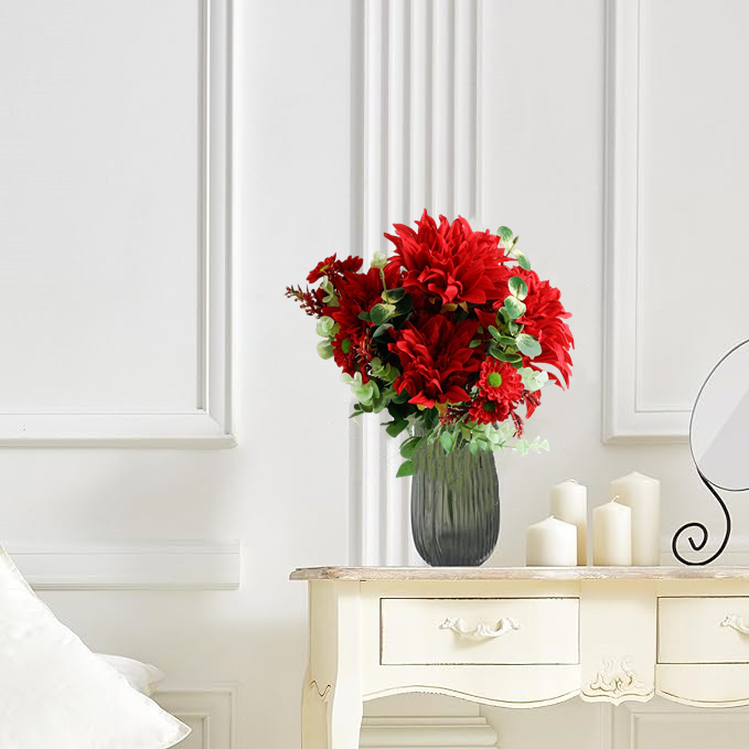 Bulk 19 inches Tall Dahlia Bush Bouquet Mixed Wildflowers Silk Flowers Wholesale