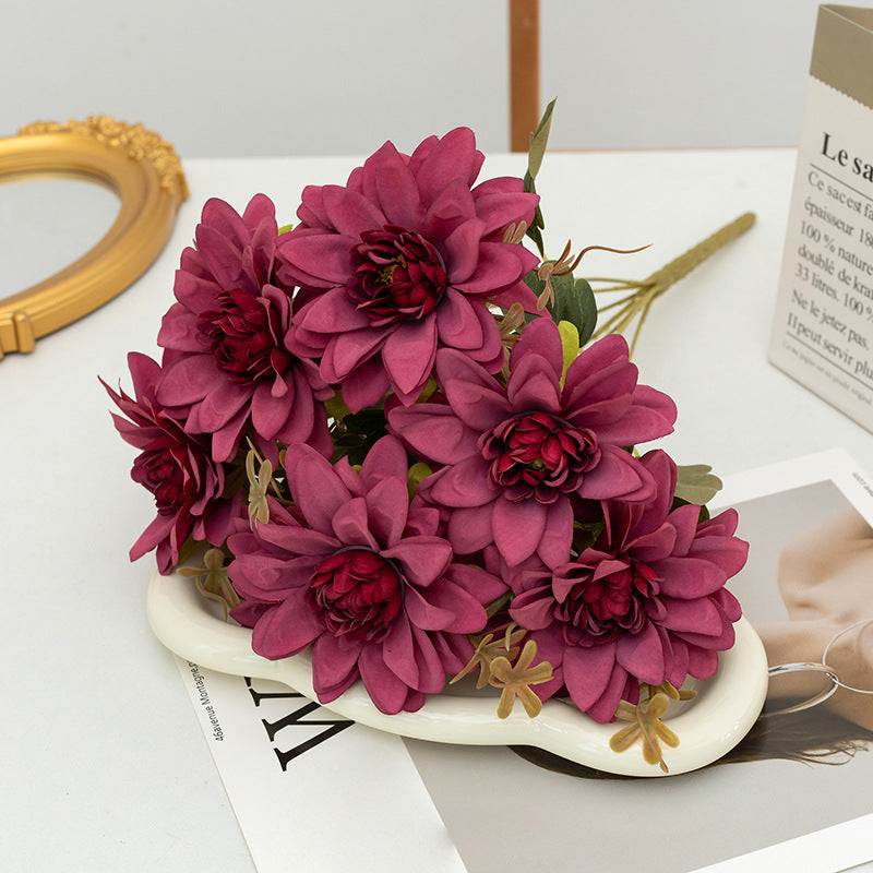 Bulk 16" Artificial Dahlia Bush Flowers Dahlia Arrangement Wholesale