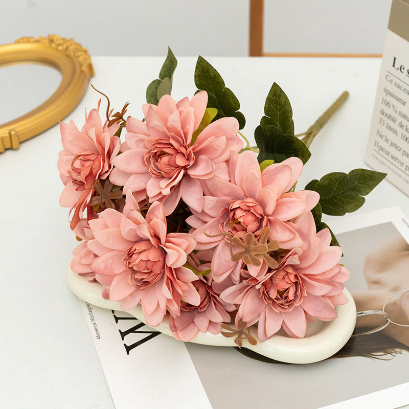 Bulk 16" Artificial Dahlia Bush Flowers Dahlia Arrangement Wholesale