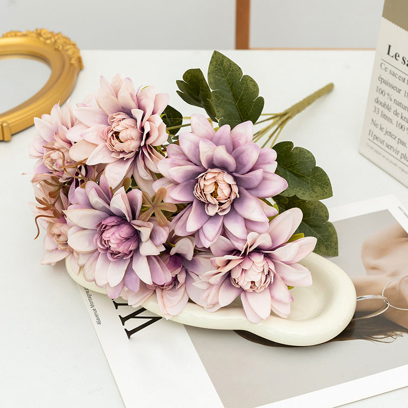 Bulk 16" Artificial Dahlia Bush Flowers Dahlia Arrangement Wholesale