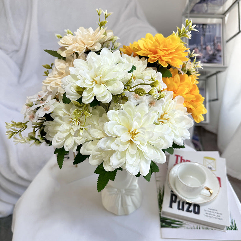 Bulk 15.7" Dahlia Mix Bush 9 Stems Silk Flowers Artificial Wholesale