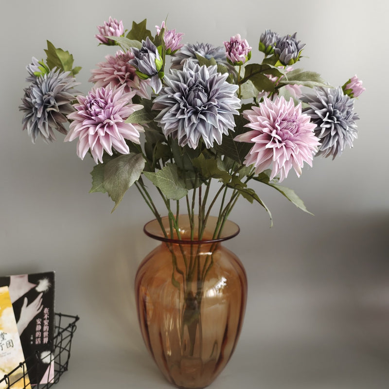 Bulk 29" Vintage Floral Dahlia Stem Spray Real Touch Floral Wholesale