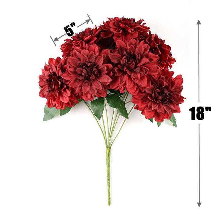 Bulk 18.8 inches Tall Dahlia Bush Bouquet Artificial Dahlia Silk Flowers Wholesale