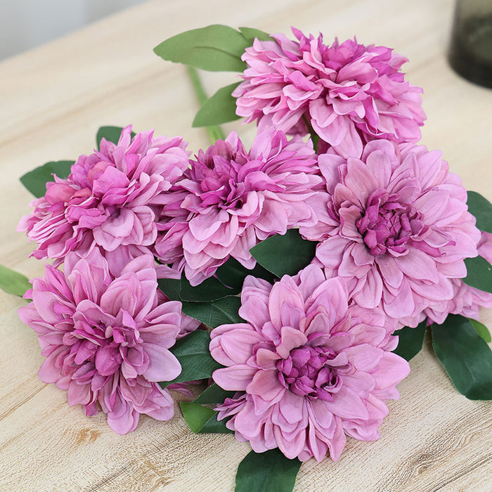 Bulk 18.8 inches Tall Dahlia Bush Bouquet Artificial Dahlia Silk Flowers Wholesale