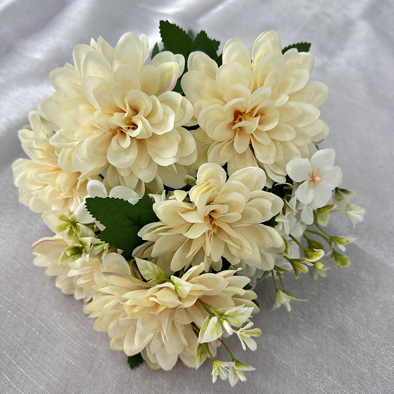 Bulk 15.7" Dahlia Mix Bush 9 Stems Silk Flowers Artificial Wholesale