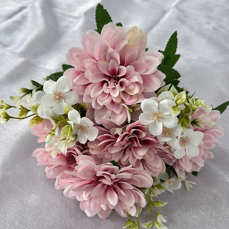 Bulk 15.7" Dahlia Mix Bush 9 Stems Silk Flowers Artificial Wholesale