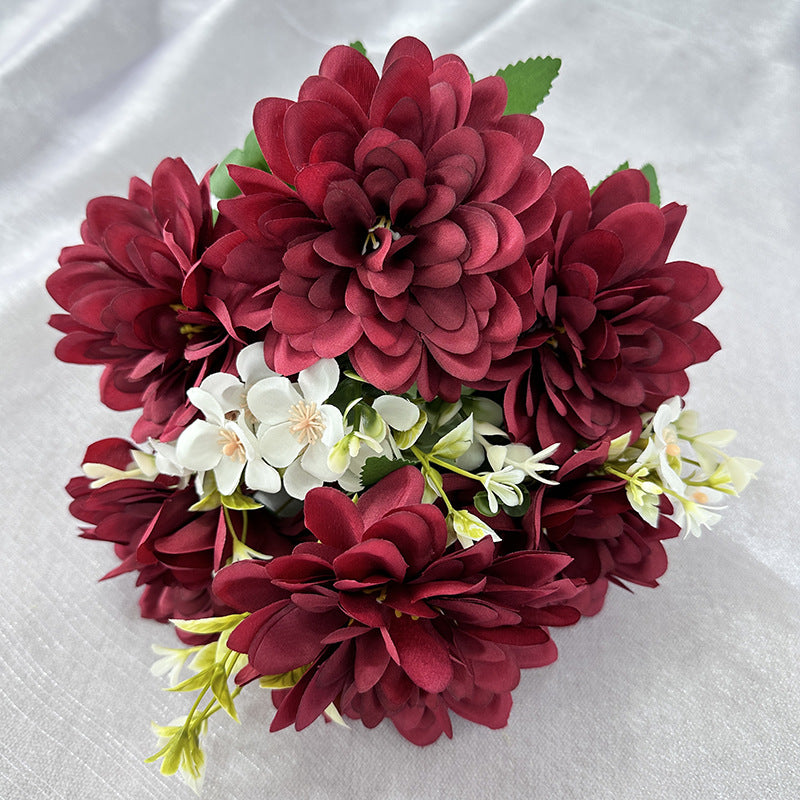 Bulk 15.7" Dahlia Mix Bush 9 Stems Silk Flowers Artificial Wholesale