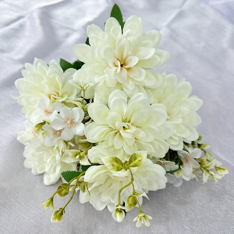 Bulk 15.7" Dahlia Mix Bush 9 Stems Silk Flowers Artificial Wholesale