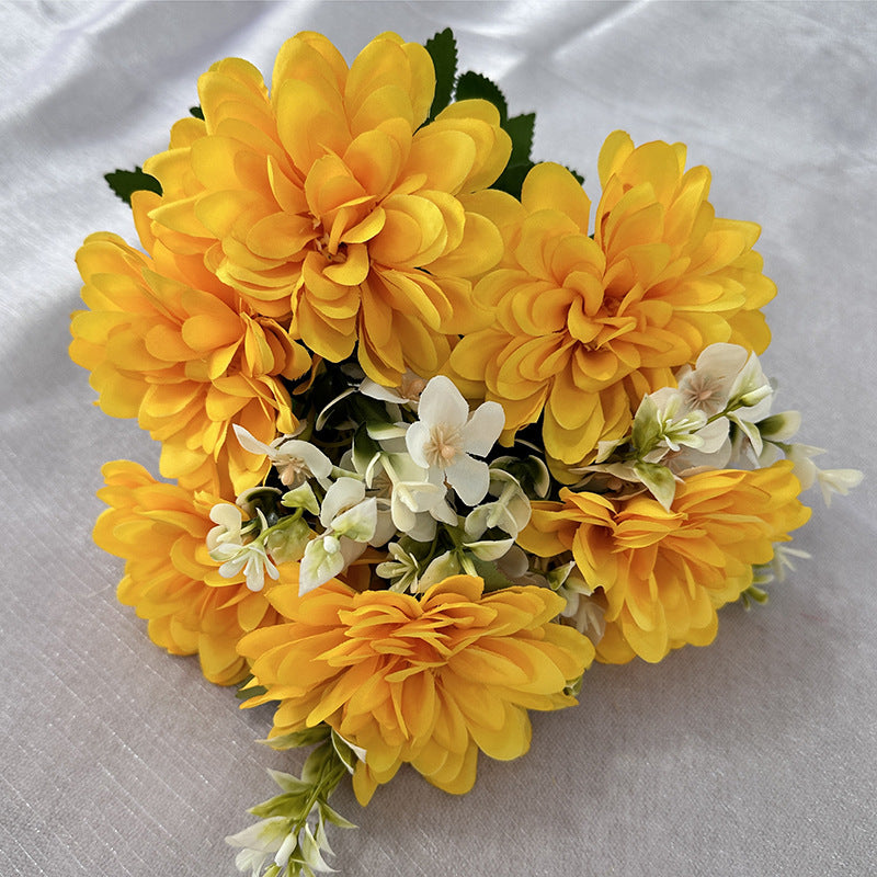 Bulk 15.7" Dahlia Mix Bush 9 Stems Silk Flowers Artificial Wholesale