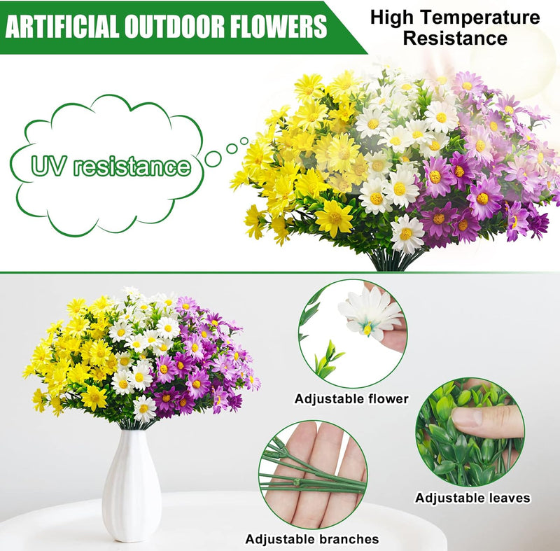 Fleurs de marguerites artificielles en vrac Arbustes résistants aux UV Plantes pour l'extérieur Vente en gros