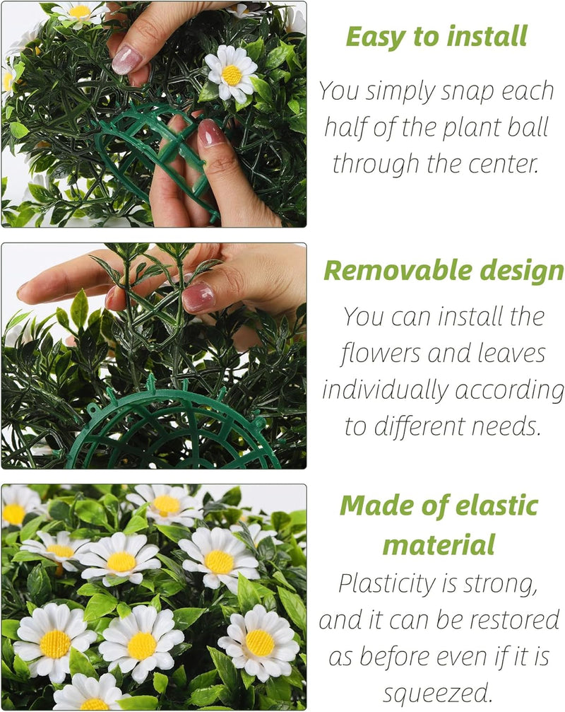 Bulk 9.8" Daisy Artificial Plant Topiary Ball Hanging Faux Plants Balls Wholesale