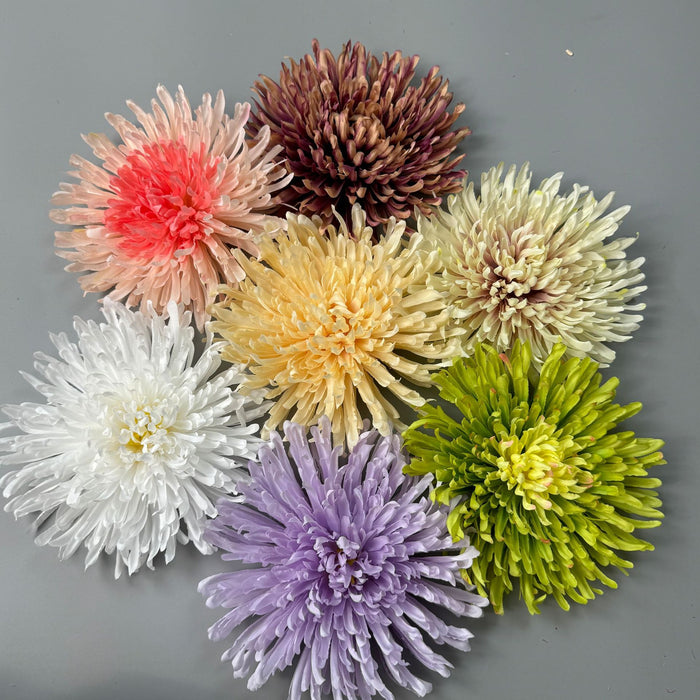 Bulk 50pcs 7" Dragon's Claw Chrysanthemum Flower Heads for Crafts Wholesale