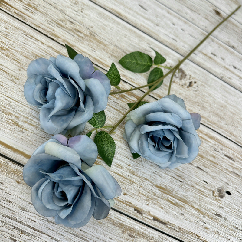 Tiges de gerbe de roses poussiéreuses de la princesse Diana en vrac, fleurs artificielles en soie, vente en gros, 25"