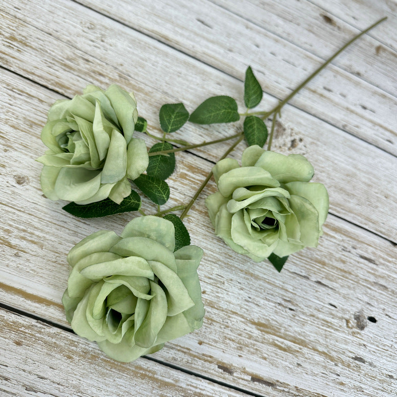 Tiges de gerbe de roses poussiéreuses de la princesse Diana en vrac, fleurs artificielles en soie, vente en gros, 25"