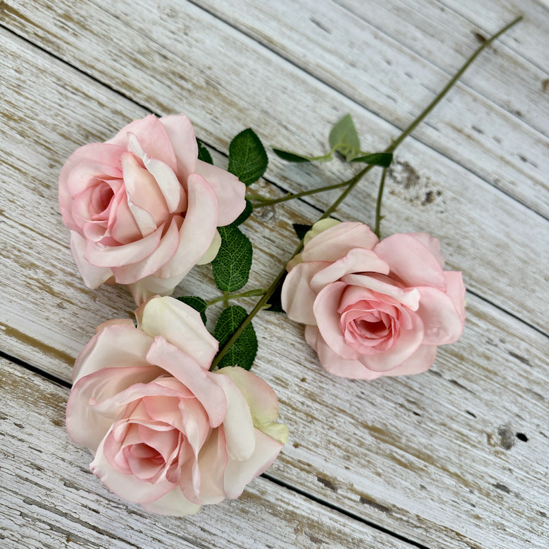 Tiges de gerbe de roses poussiéreuses de la princesse Diana en vrac, fleurs artificielles en soie, vente en gros, 25"