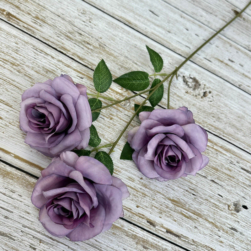 Tiges de gerbe de roses poussiéreuses de la princesse Diana en vrac, fleurs artificielles en soie, vente en gros, 25"