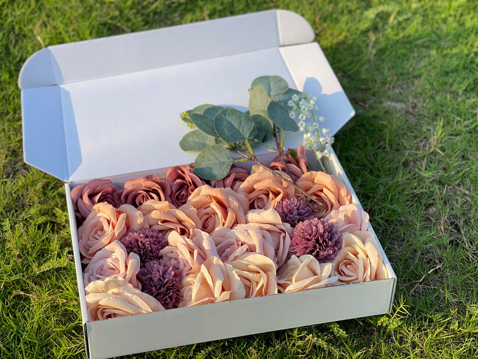Bulk Exclusive 28 Pcs Dusty Rose Ombre Flower Box Set for Crafts Wholesale