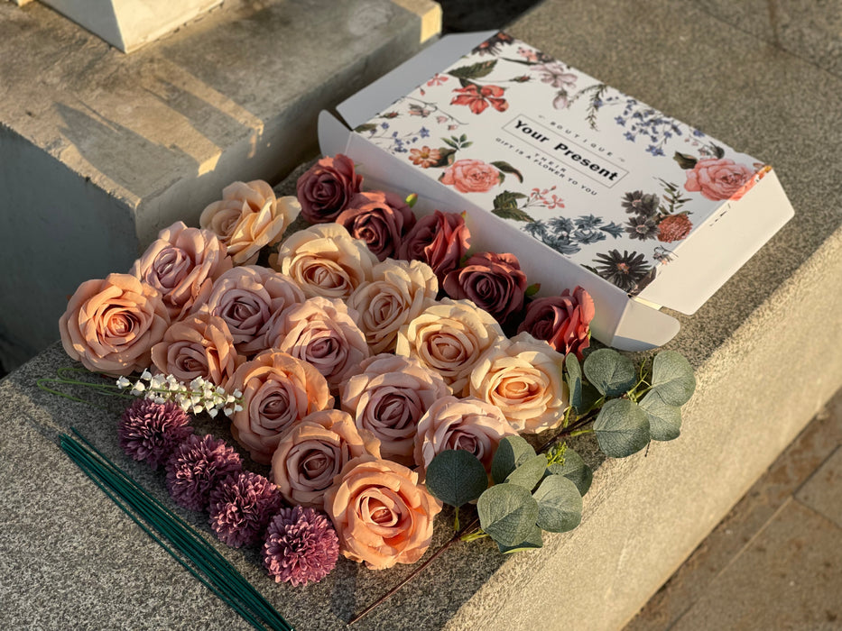 Bulk Exclusive 28 Pcs Dusty Rose Ombre Flower Box Set for Crafts Wholesale