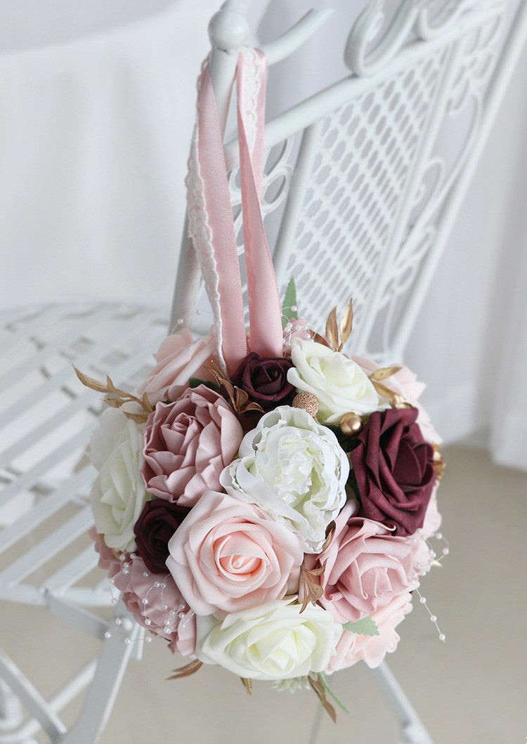 Bulk Wedding Spheres Rose Silk Flowers Kissing Flower Balls Hanging Centerpieces Wholesale