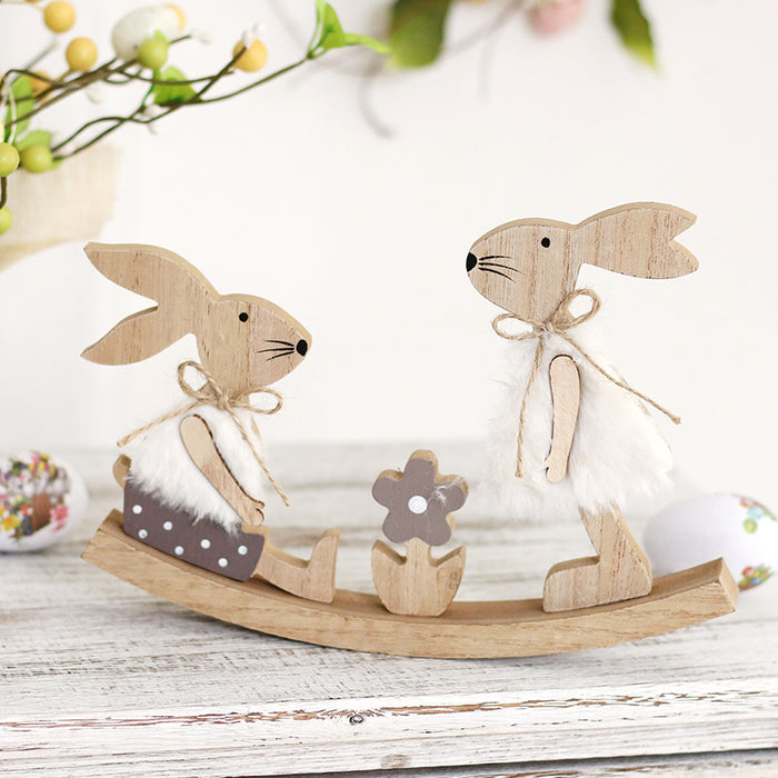 Bulk Easter Bunny Natural Wooden Table Centerpiece Wholesale