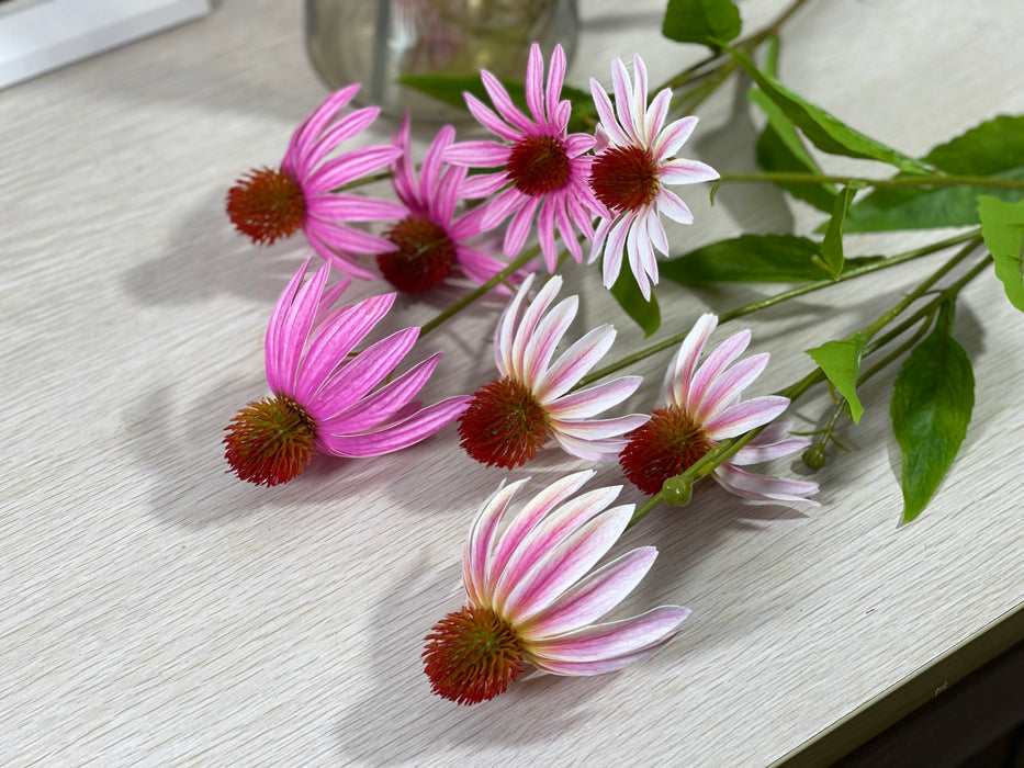 Bulk 29" Exclusive Long Echinacea Purpurea Stems Real Touch Mum Flowers Artificial Wholesale