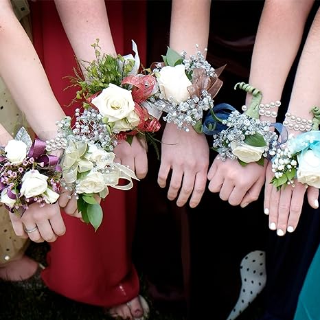 Clearance Bulk Elastic Pearl Wrist Bracelets Bands Corsage Accessories for DIY Wedding Wrist Flowers Wholesale