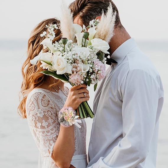 Clearance Bulk Elastic Pearl Wrist Bracelets Bands Corsage Accessories for DIY Wedding Wrist Flowers Wholesale