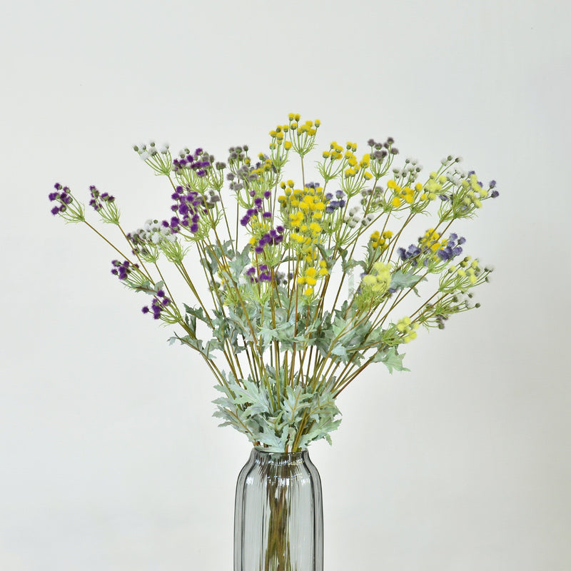 Branches de gerbe d'Emilia Sonchifolia en vrac de 28 pouces, fausses fleurs violettes en gros 