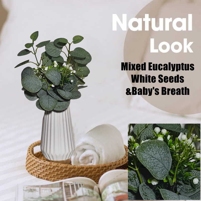 Bulk 14" Artificial Eucalyptus Plant in Vase Potted Plant for Bedroom Bathroom Shelves Wholesale