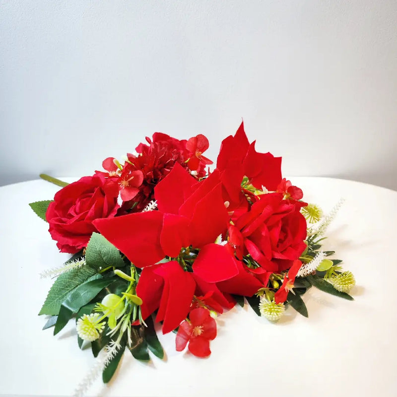 Bulk Exclusive 19 inches Tall Christmas Poinsettia Bush Bouquet Velvet Silk Flowers Wholesale