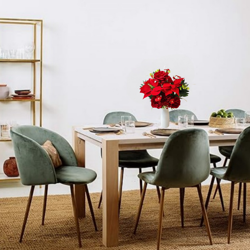 Bulk Exclusive 19 inches Tall Christmas Poinsettia Bush Bouquet Velvet Silk Flowers Wholesale