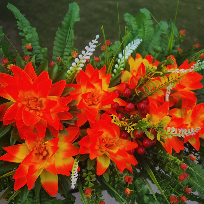Exclusive Fall Orange Dahlia Cemetery Flower Headstone Flower Saddle Wholesale