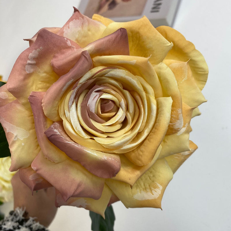 Bulk Exclusive 40Pcs Retro 1970s Theme Teal Tea Rose Long Stems Silk Flowers Artificial Wholesale