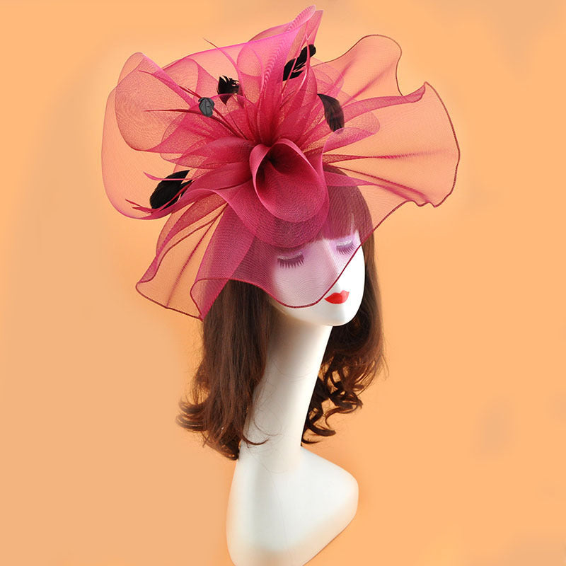 Bulk Extra Large Artificial Flower Hat Feather Mesh Net Veil for DIY Wedding Tea Centerpieces Wholesale