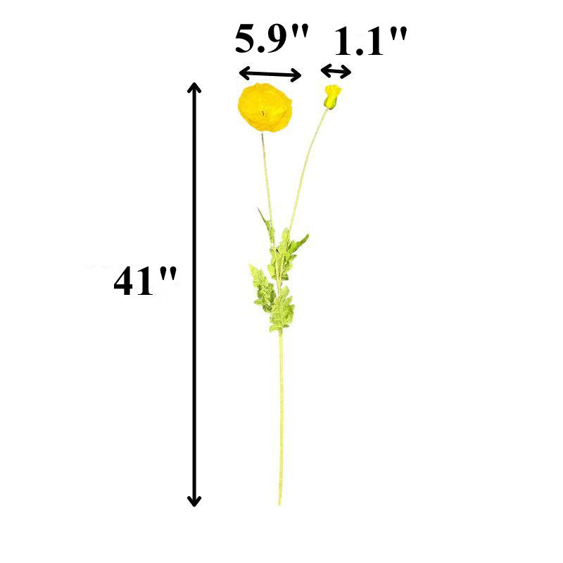 Bulk Extra Large 41" Poppy Long Stems Artificial Silk Flowers for Tall Vases Wholesale