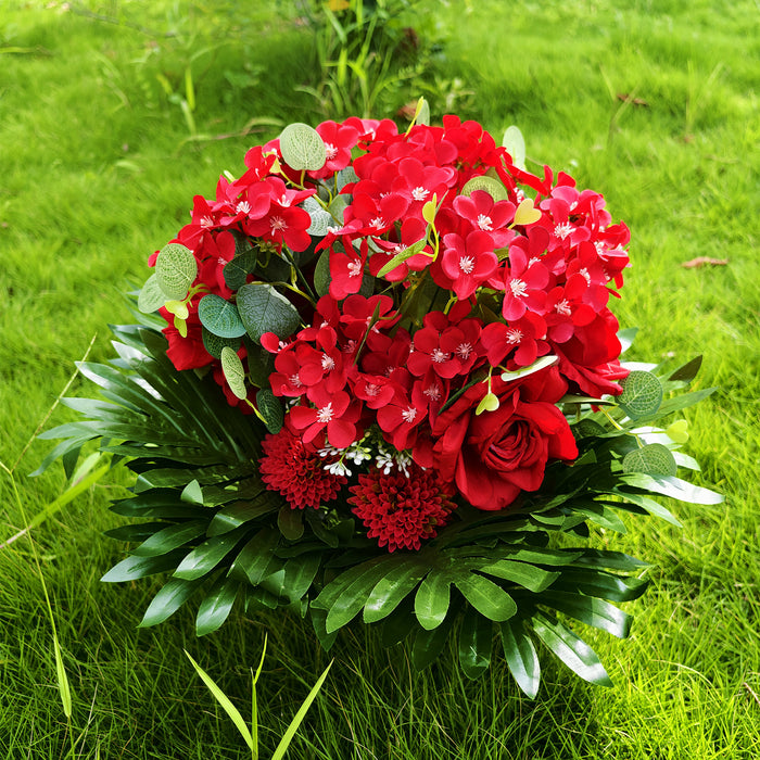 Bulk 21" Extra Large Red Flower Bush – 48 Stems for Outdoor Cemetery Decor Wholesale