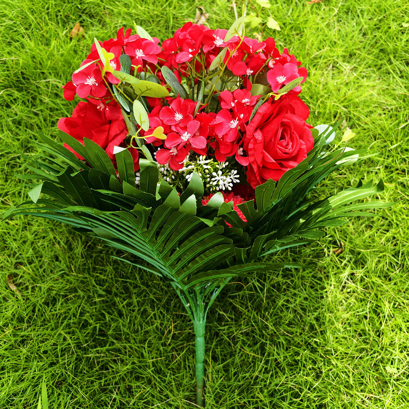 Bulk 21" Extra Large Red Flower Bush – 48 Stems for Outdoor Cemetery Decor Wholesale