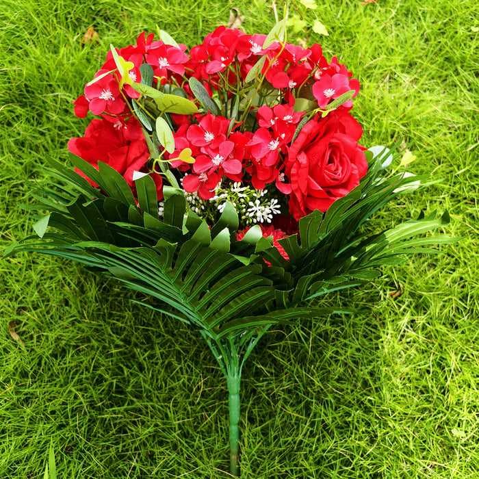 Bulk 21" Extra Large Red Flower Bush – 48 Stems for Outdoor Cemetery Decor Wholesale