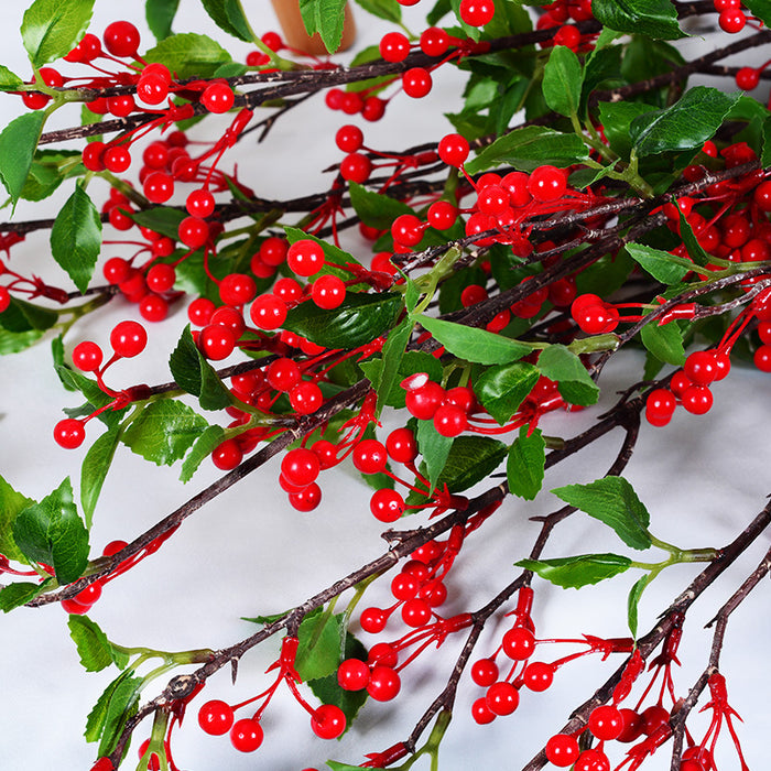 Bulk Extra Long 35 inches Tall Holy Berries Branches With Leaves Christmas Flowers Wholesale