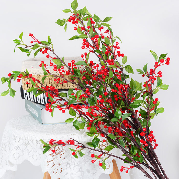 Bulk Extra Long 35 inches Tall Holy Berries Branches With Leaves Christmas Flowers Wholesale