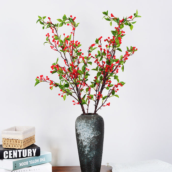 Bulk Extra Long 35 inches Tall Holy Berries Branches With Leaves Christmas Flowers Wholesale